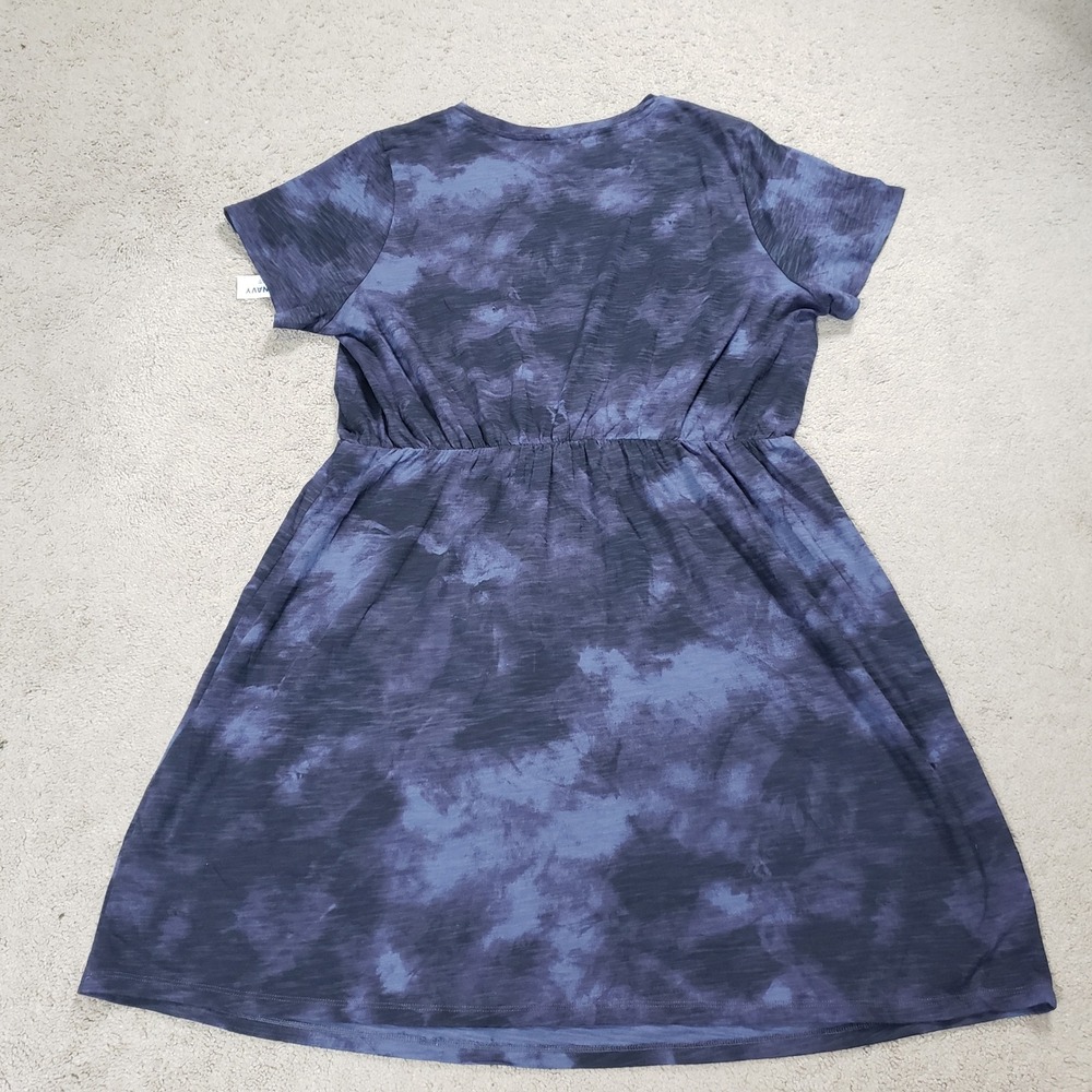 Old Navy Womens 2X Blue Tie Dye Short Sleeve Waist Mini T-Shirt Dress NEW Vamp - Picture 2 of 12